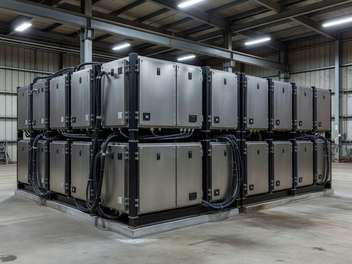 Industrial modular high voltage battery storage unit