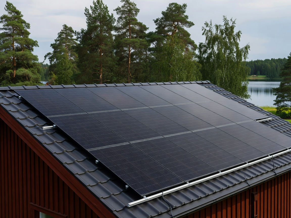 Residential solar rooftop installation in Finland